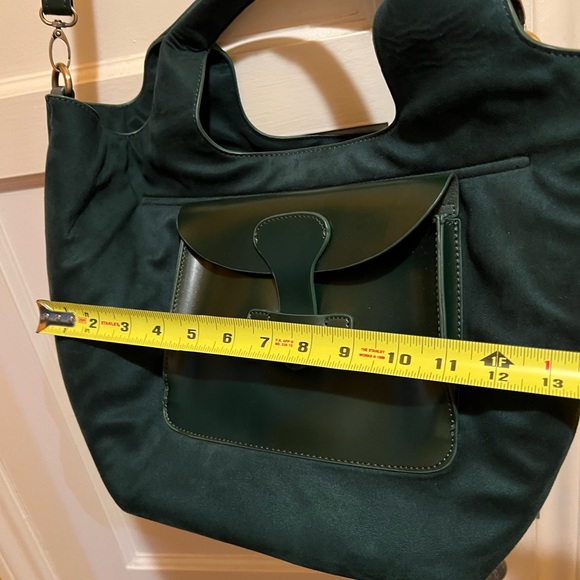 Anthropologie Suede Green Hand Bag with Shoulder Strap - Picture 4 of 7